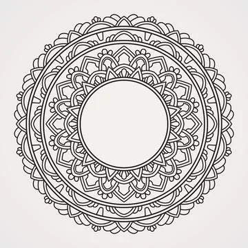 Frame mandala pattern suitable for henna, tattoos, photos, coloring books. .. Stock Illustration