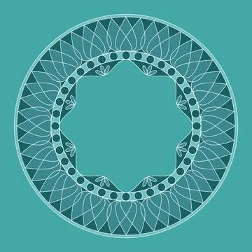 Frame mandala vector. A symmetrical round green ornament. Stock Illustration