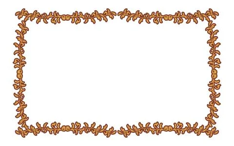 Frame material, hand-painted natural leaf frame Stock Illustration