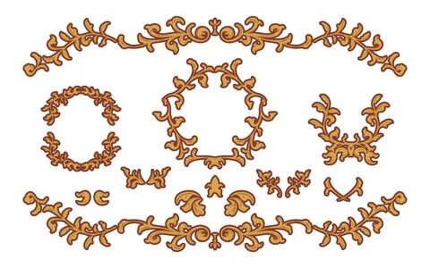 Frame material, hand-painted natural leaf frame Stock Illustration