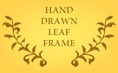 Frame material, hand-painted natural leaf frame Stock Illustration