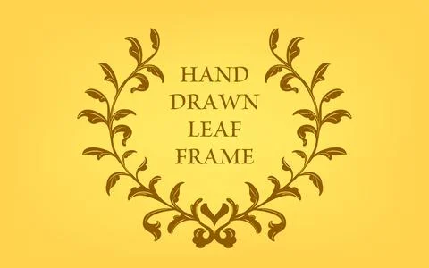 Frame material, hand-painted natural leaf frame Stock Illustration