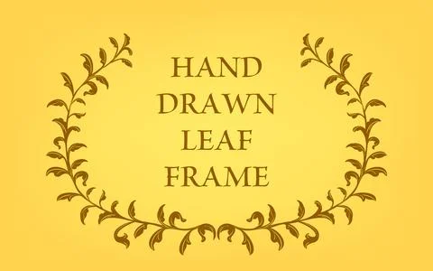 Frame material, hand-painted natural leaf frame Stock Illustration
