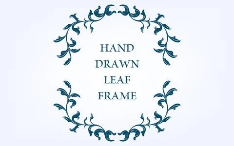 Frame material, hand-painted natural leaf frame Stock Illustration