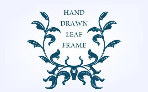 Frame material, hand-painted natural leaf frame Stock Illustration