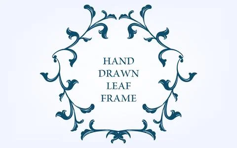 Frame material, hand-painted natural leaf frame Stock Illustration