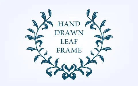 Frame material, hand-painted natural leaf frame Stock Illustration