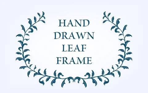 Frame material, hand-painted natural leaf frame Stock Illustration