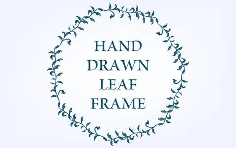 Frame material, hand-painted natural leaf frame Stock Illustration