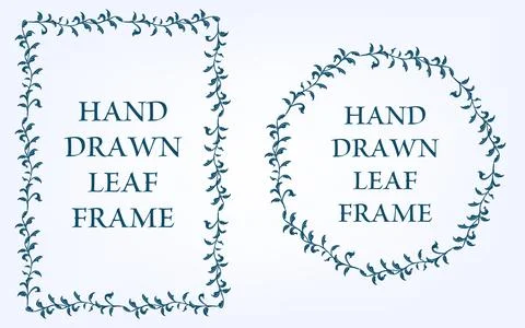 Frame material, hand-painted natural leaf frame Stock Illustration