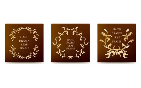 Frame material, hand-painted natural leaf frame Stock Illustration