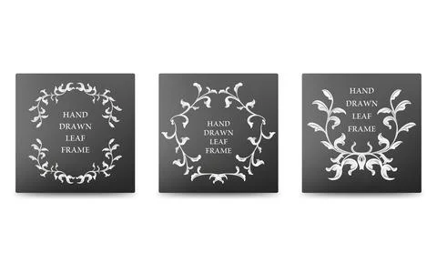 Frame material, hand-painted natural leaf frame Stock Illustration