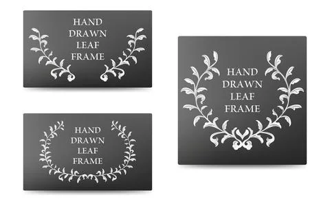 Frame material, hand-painted natural leaf frame Stock Illustration