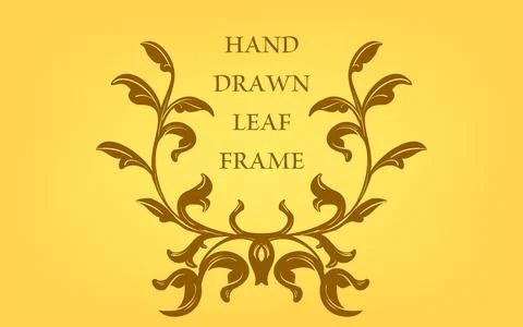 Frame material, hand-painted natural leaf frame Stock Illustration