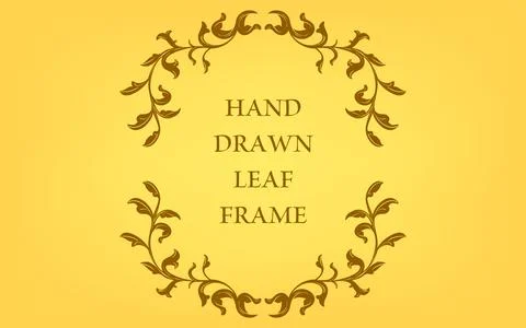 Frame material, hand-painted natural leaf frame Stock Illustration
