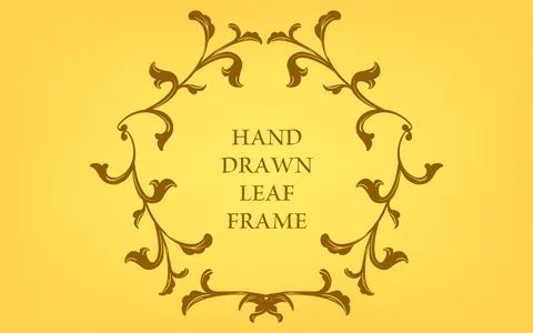 Frame material, hand-painted natural leaf frame Stock Illustration