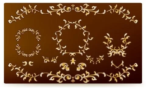Frame material, hand-painted natural leaf frame Stock Illustration