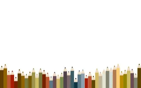 Frame material of irregularly arranged colored pencils, vector Stock Illustration
