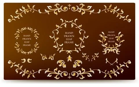 Frame material, luxurious and elegant leaf frame with gradient background Stock Illustration