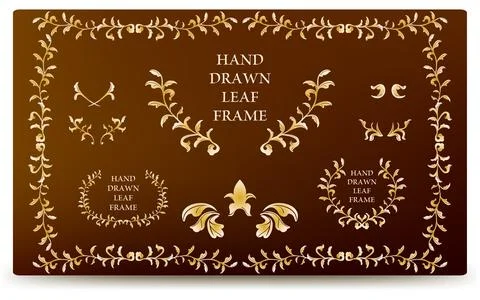 Frame material, luxurious and elegant leaf frame with gradient background Stock Illustration