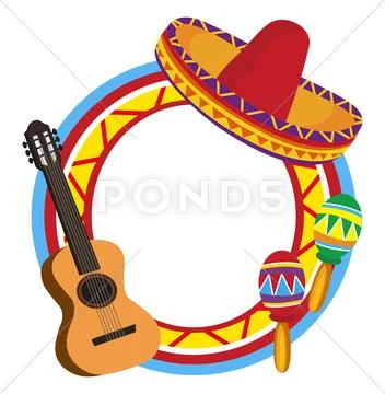 Frame with mexican symbols Stock Illustration
