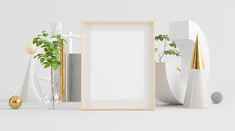 Frame mock up on minimal abstract composition Stock Illustration