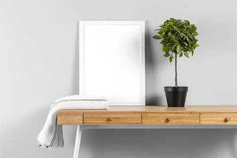 Frame mock up table Stock Photos