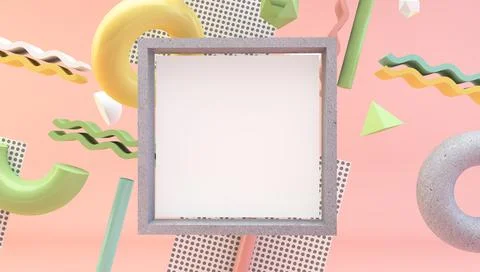 Frame mockup and geometric elements Stock Illustration