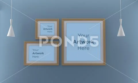 Frame Mockup with Vases and Decorative Items on the Shelf PSD Template