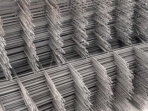 Frame monolithic mesh welded from thin steel reinforcing bars Stock Photos