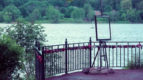 Frame monument River Forest Stock Footage 56994587