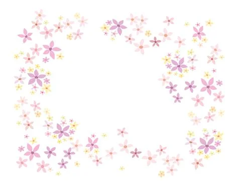 Frame of multi-colored stylized flowers Stock Illustration