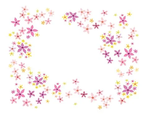 Frame of multi-colored stylized flowers Stock Illustration