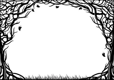 Frame with natural texture of the two trees Stock Illustration