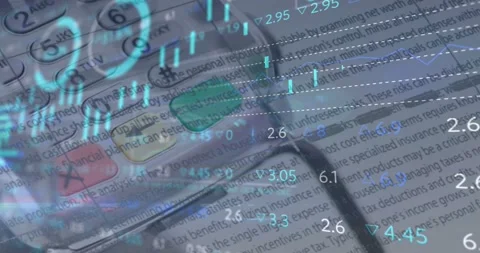 Frame one starting finance graphics appearing shifting sliding showing market Stock Footage 329812914