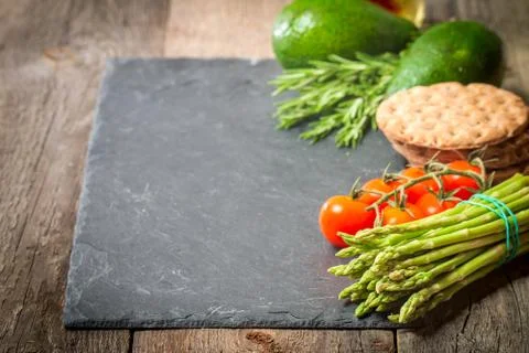 Frame or border of assorted fresh vegetables Stock Photos