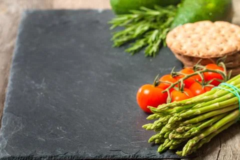Frame or border of assorted fresh vegetables Stock Photos