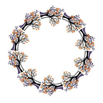 Frame or border of herbal elements. Vector illustration. Stock Illustration