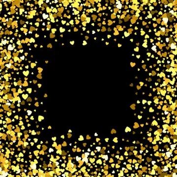 Frame or border of random scatter hearts Stock Illustration