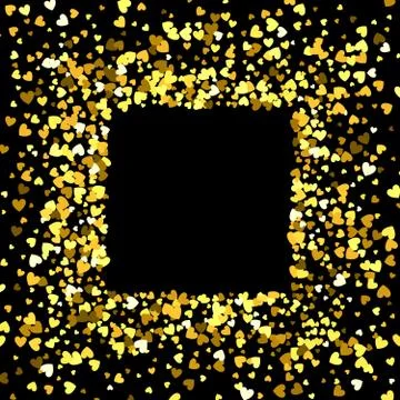 Frame or border of random scatter hearts Stock Illustration