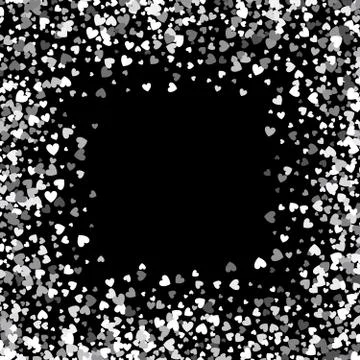 Frame or border of random scatter hearts Stock Illustration