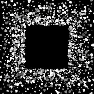 Frame or border of random scatter hearts Stock Illustration