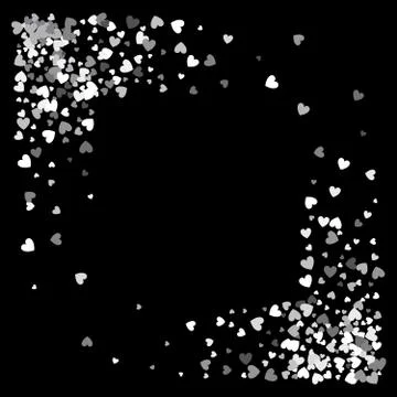 Frame or border of random scatter hearts Stock Illustration