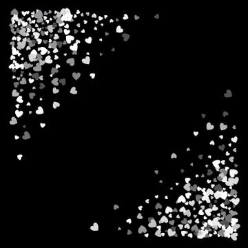 Frame or border of random scatter hearts Stock Illustration