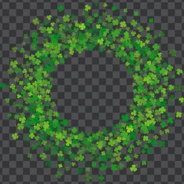 Frame or border of random scatter clover leaves Stock Illustration