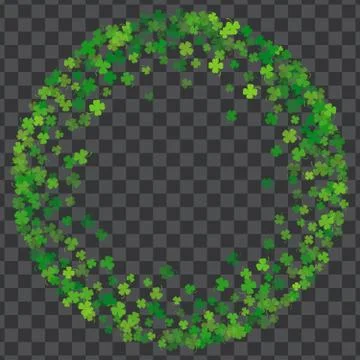 Frame or border of random scatter clover leaves Stock Illustration