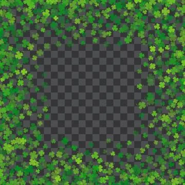 Frame or border of random scatter clover leaves Stock Illustration