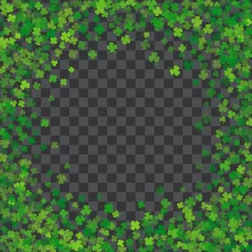 Frame or border of random scatter clover leaves Stock Illustration