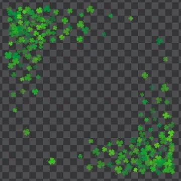 Frame or border of random scatter clover leaves Stock Illustration