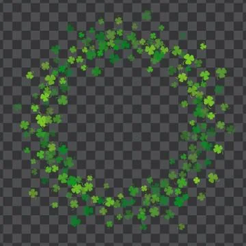 Frame or border of random scatter clover leaves Stock Illustration